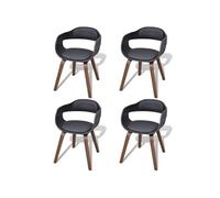 Chaise de salle à manger 4 pcs Cadre en bois Cuir synthétique
