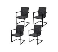 Vidaxl Chaises À Manger Cantilever Lot De 4 Noir Similicuir Noir