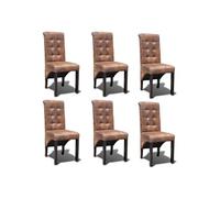 Chaises De Salle À Manger 6 Pcs Marron Similicuir Marron