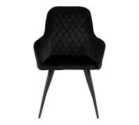 Chaise de salle à manger à accoudoirs en velours noir avec pieds noirs House Nordic