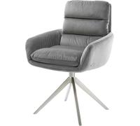 Chaise-pivotante Abelia-Flex velours gris pied croisé large acier inoxydable brossé pivotement sur 360° fonction bascule