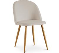 Chaise de salle à manger accent velours tapissée scandi retro design pieds en bois - Bennett Beige