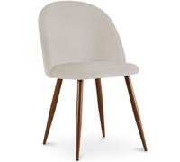 Chaise de salle à manger accent velours tapissée scandi retro design sombre - Bennett Beige