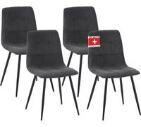 Chaise de salle à manger Albatros, set de 4 chaises BORA Anthracite - Chaise rembourrée confortable pour un design moderne et élégant à la table de salle à manger - Chaise de cuisine ou chaise de sall
