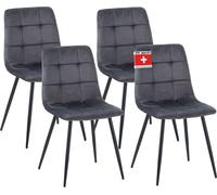 Chaise de salle à manger Albatros, set de 4 chaises BORA Anthracite - Chaise rembourrée confortable pour un design moderne et élégant à la table de salle à manger - Chaise de cuisine ou chaise de sall