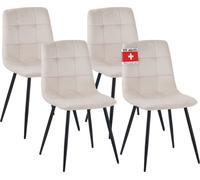 Chaise de salle à manger Albatros Set de 4 chaises BORA Beige - Chaise rembourrée confortable pour un design moderne et élégant à la table de salle à manger - Chaise de cuisine ou chaise de salle à ma