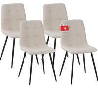 Chaise de salle à manger Albatros Set de 4 chaises BORA Beige - Chaise rembourrée confortable pour un design moderne et élégant à la table de salle à manger - Chaise de cuisine ou chaise de salle à ma