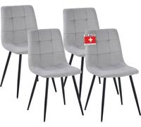 Chaise de salle à manger Albatros Set de 4 chaises BORA Gris- Chaise rembourrée confortable pour un design moderne et élégant à la table de salle à manger - Chaise de cuisine ou chaise de salle à mang