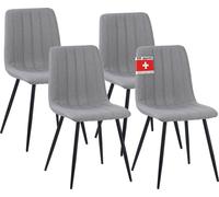 Chaise de salle à manger Albatros, set de 4 chaises GARDA grises - Chaise rembourrée confortable pour un design moderne et élégant à la table de salle à manger - Chaise de cuisine ou chaise de salle à