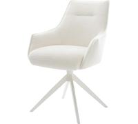 Chaise-de-salle-à-manger Alja-Flex avec accoudoirs pied croisé large blanc