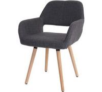 Mendler Chaise de salle à manger Altena II – Fauteuil tissu gris – Design rétro années 50