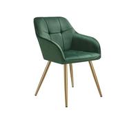 tectake® Chaise de Salle à Manger rembourrée Moderne Chaise Velours Matelassé Fauteuil Salon Scandinave Pieds en Acier, pour Coiffeuse, Chambre, Salon, Cuisine, Dressing
