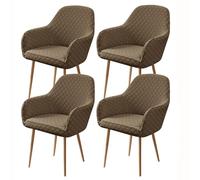 Chaise de Salle À Manger avec Dossier Incurvé Et Accoudoirs, Et Chaise de Bureau Élastique, Lavable, Convient pour Le Salon, La Chambre, La Pièce À Vivre (Marron, Lot de 4)