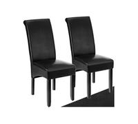 Chaises - TECTAKE - Lot de 2 fauteuils de salle à manger aspect cuir avec revêtement synthétique et forme ergonomique - Noir