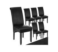 Tectake Lot de 6 chaises aspect cuir - noir