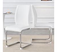 Chaise de salle à manger basculante en cuir synthétique PU - Support dorsal ergonomique - Rembourrage confortable - Armature en métal - Utilisation polyvalente - Pour cuisine, salle à manger, salon