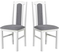 Chaise de salle à manger, bois de chêne massif Chaise Chaise de cuisine - Set 2x Bos 7 Blanc