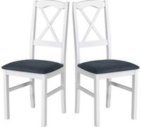 Chaise de salle à manger, bois de chêne massif Chaise Chaise de cuisine - Set 2x Nilo 11, blanc