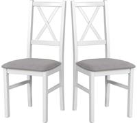 Chaise de salle à manger, bois de chêne massif Chaise Chaise de cuisine - Set 2x Nilo 12, blanc