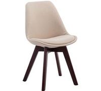 Chaise de Salle à manger Borneo V2 en Tissu - Style scandinave - Chaise Visiteur avec Piètement en Bois de Hêtre Noyer - Couleur Crème Crème G