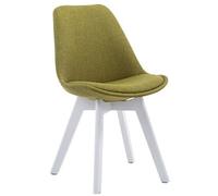 Chaise de Salle à manger Borneo V2 en Tissu - Style scandinave - Chaise Visiteur avec Piètement en Bois de Hêtre Blanc - Couleur Vert