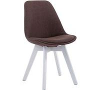 Chaise de Salle à manger Borneo V2 en Tissu - Style scandinave - Chaise Visiteur avec Piètement en Bois de Hêtre Blanc - Couleur Marron Marron G