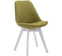 Chaise de Salle à manger Borneo V2 en Tissu - Style scandinave - Chaise Visiteur avec Piètement en Bois de Hêtre Blanc - Couleur Vert Vert
