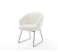 DeLife Chaise-rembourrée Caja-Flex avec accoudoirs Pied trapèze Noir bouclé Blanc Ressorts ensachés