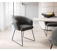 Chaise-de-salle-à-manger Caja-Flex avec accoudoirs microvelours anthracite vintage pied trapèze noir ressorts ensachés