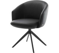 Chaise-pivotante Caja-Flex cuir de vache noir pied croisé large noir pivotement sur 360° fonction bascule ressorts ensachés