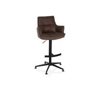 hjh LIVING Tabouret de Bar réglable en Hauteur, Tabouret avec Dossier SOLAO Life High Tissu, Tabouret de Bar pivotant avec Repose-Pieds et accoudoirs, Marron