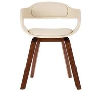 Chaise de salle à manger - CLARENCE - Blanc - Similicuir - Bois courbé - 49x51x70 cm - Hauteur du siège 50 cm