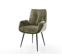 Chaise-de-salle-à-manger Clea-Flex chenille olive 4 pieds coniques noir