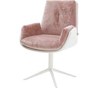 Chaise-pivotante Clea-Flex tissu mixte cuir de vache blanc-rose pied de chaise 4 branches blanc pivotement sur 360° fonction bascule