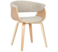 Chaise de Salle à Manger - CLP - Bruce - Coque en bois - Assise en tissu - Crème