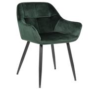 Chaise de salle à manger - CLP - Emia - Vert - Velours - Avec accoudoirs - Design scandinave