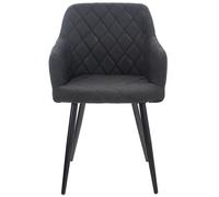 Chaise de salle à manger - CLP - Shila - Design rétro chic - Piètement en métal noir - Tissu