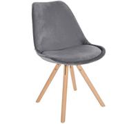 Chaise de Salle à Manger - CLP - Sofia en Velours - Design Scandinave - Piètement en Bois Massif - Gris