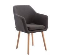 Chaise de Salle à Manger - CLP - Ulysse - Rembourrée - Accoudoirs - Tissu Gris Foncé