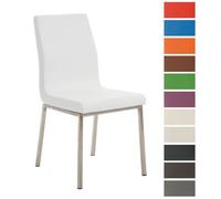 CLP Trading GmbH Chaise de Cuisine Colmar Similicuir, piètement en acier, assise 47 cm Blanc