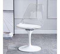 Chaise de salle à manger - Design moderne pivotant en acrylique avec coussin en polyuréthane souple, sans accoudoirs pour cuisine, salon et chambre à coucher - Base noire pour plus de confort et