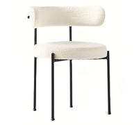Chaise de salle à manger du milieu du siècle avec dossier incurvé et assise ronde rembourrée en boucle, pieds en métal noir, idéale pour cuisine, salle à manger, salon ou chambre à coucher