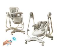 Chaise de salle à manger électrique enfants Balancelle Transat bébé, multifonctionnel,Ceinture de sécurité à cinq points, timing