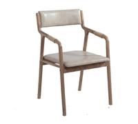 Chaise de salle à manger élégante avec coussin en cuir huilé facile d'entretien, hauteur d'assise de 48 cm, chaise de bureau polyvalente en bois massif pour chambre à coucher et salle à manger