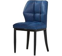 Chaise de salle à manger élégante en cuir pour cuisine et salon, fauteuil confortable avec aspect bois et pieds en fer, parfait pour dortoir, balcon, réception (bleu/noir)