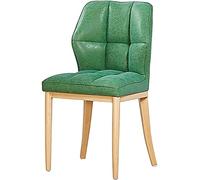 Chaise de salle à manger élégante en cuir vert avec aspect bois et pieds en fer pour salon, dortoir, balcon et zones de réception. Meubles d'intérieur contemporains