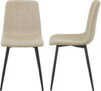 [en.casa] Lot de 2 Chaises de Salle à Manger Ensemble de 2 Chaises Coquilles Set de 2 Chaises Matelassées pour Salon Chambre Bureau Café Acier Laqué Polyester 89 x 43 x 51 cm Beige