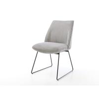 Chaise-de-salle-à-manger Elso-Flex côtelé gris argenté pied trapèze noir ressorts ensachés