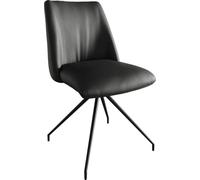 Chaise-de-salle-à-manger Elso-Flex pied croisé conique noir cuir de vache