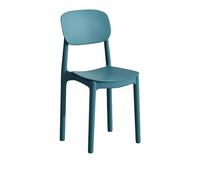 Chaise de salle à manger empilable moderne en plastique moulé avec dossier carré, support robuste (capacité de 400 kg) couleur bleue élégante pour la maison et le bureau